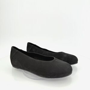 Eileen Fisher Womens Una Hidden Wedge Ballet Flats Sz 6.5 Black Suede Round Toe